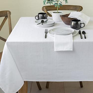 Imagem de Benson Mills Toalha de mesa de tecido texturizado, para jantar em casa diário, festas, casamentos e toalhas de mesa de férias (152 x 264 cm retangular, branca)
