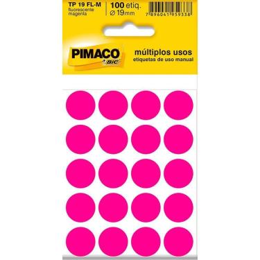 Imagem de Etiquetas Ø 19 Mm 5 Folhas Tp19 Magenta Fluorescente Pimaco