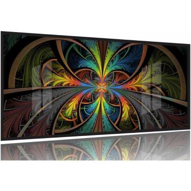 Imagem de Quadro Vitral Abstrato Decorativo 130x60 Moldura Preta 2x2