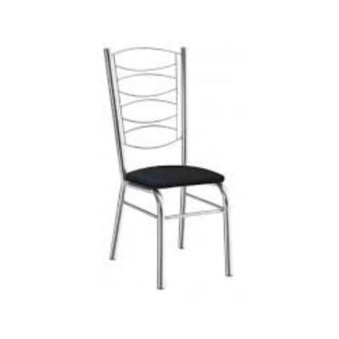 Imagem de Cadeira Gisele Cromada Com Reforço- Assento Corino Preto