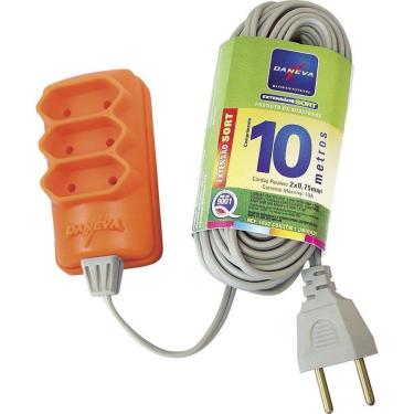 Imagem de Extensão Daneva Sort Fio 2 x 0,75mm 10m 3 Tomadas