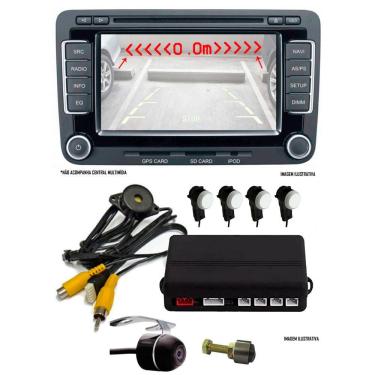 Imagem de Sensor De Estacionamento para Multimídia OEM - Acabamento 4 Sensores  + Câmera de Ré Colorida