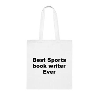 Imagem de Bolsa tote para escritor de livros esportivos, Best Sports Book Writer Ever Tote Bag, presente para escritor de livros esportivos, bolsa de ombro para escritor de livros, bolsas reutilizáveis para escritor de livros esportivos, ideia de de Natal, Branco