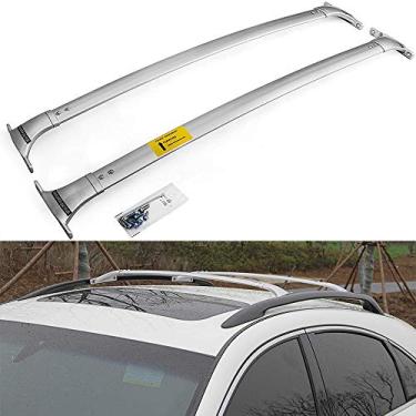 Imagem de UDP 2 peças adequadas para Infiniti QX56 QX80 2011-2020 rack de trilho de teto de alumínio barras transversais bagagens bagagens rack prata
