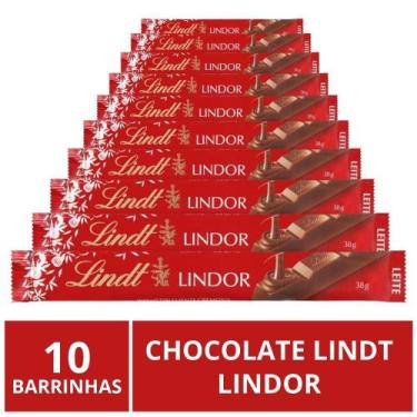 Imagem de Chocolate Lindt Lindor Barra, Ao Leite, 10 Barrinhas De 38G