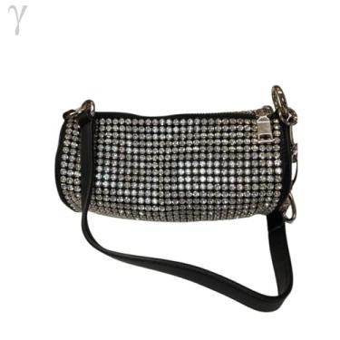 Imagem de Bolsa de Festa Clutch Balada Casamento Preta com Strass Brilho Estilo Moderno