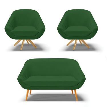 Imagem de Kit 1 Namoradeira E 2 Poltronas Giratória Verde A136