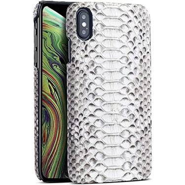Imagem de HAODEE Capa de telefone de pele Python de luxo, capa de telefone à prova de choque para Apple iPhone Xs Max/iPhone Xs/iPhone Xr (4 cores) (cor: branco, tamanho: 16,5 cm)