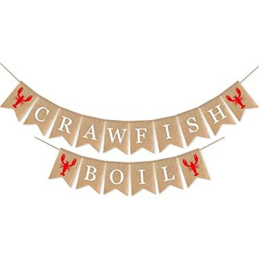 Imagem de SWYOUN Banner de ferver de lagostim de juta suprimentos de festa de verão tema lagosta festa de aniversário decoração de lareira