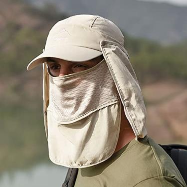 Imagem de Tingpai Chapéu com visei de sol multifuncional unissex 360 ° Protetor solar removível capa de pescoço Aba de proteção solar respirável de água pa escalada de pesca