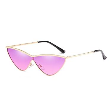 Imagem de Óculos de sol de olho de gato triângulo fashion feminino armação de metal de luxo óculos de sol gradiente, 7, tamanho único