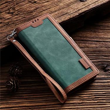 Imagem de Capa magnética de couro retrô para iPhone 14 13 12 Mini 11 X XS Pro Max XR 8 7 6 6s Plus SE 2020 2022 Flip Wallet Cards Phone Cover, Verde Escuro, Para iPhone 13
