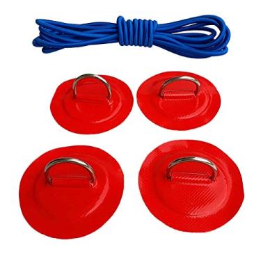 Imagem de Inzopo Kit de equipamento elástico para deck Stand up Paddleboard SUP - 4 peças de patch de anel D e cordão de choque elástico azul, kit de acessórios de caiaque inflável para barcos vermelho