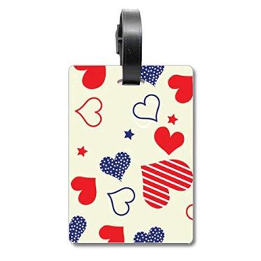 Imagem de Etiqueta de mala vermelha azul em forma de coração pentagrama América etiqueta de bagagem cartão pendurado etiqueta, Multicolorido.