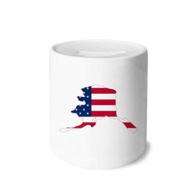 Imagem de DIYthinker Map Stars Stripes Flag Shape Alaka USA Money Box Saving Banks Ceramic Coin Case Kids Adults