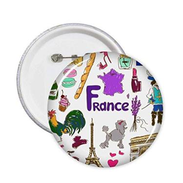 Imagem de Broche de bandeira nacional de animais da França Landscap com emblema de botão, 5 peças