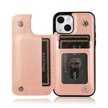 Imagem de Estojo de couro carteira dupla fivela para iphone 14 pro max 13 pro max 12 pro max 11 pro max se 2022 xs max 8 7 6 6 s plus 5 s, ouro rosa, para iphone 12 mini