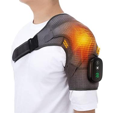 Imagem de XMljj Almofada de aquecimento de ombro, protetor de massagem de vibração de aquecimento, alça de ombro, massageador de ombro, presente para aliviar dor muscular no ombro