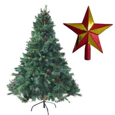 Imagem de Árvore De Natal Pinheiro Suíço 1,50M Com Ponteira E Pinhas 491 Hastes