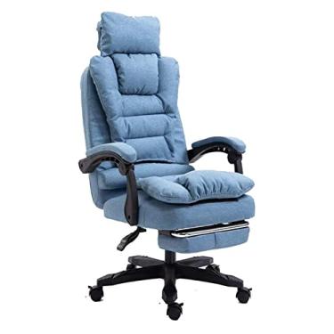Imagem de cadeira de escritório Encosto Cadeira chefe Cadeira de almoço de escritório Cadeira reclinável de tecido Cadeira de computador Cadeira ergonômica para jogos Cadeira de trabalho Cadeira (cor: azul)
