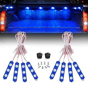 Imagem de Nilight 8 peças de luz para campainha de caminhonete 24 LED azul carga kits de iluminação com interruptor para van off-road sob o marcador lateral do carro, trilho de poços dos pés, 2 anos de garantia