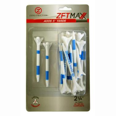 Imagem de Zero Friction Camisetas de golfe unissex MAXX 3-Prong 2-3/4, branco/azul (24 camisetas/pacote) brancas