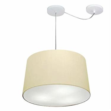 Imagem de Lustre Pendente com Desvio de Centro Cúpula 30/40x45 cm, Vivare Iluminação, Pendente4281 LA, Algodão Cru, Médio