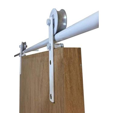 Imagem de Kit Porta Celeiro 2 Roldanas Aparente - Tubular 2,00 M - Branco - Al-Fer