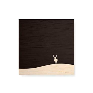 Imagem de Arte Maníacos Quadro decorativo com moldura caixa branca em Madeira - Cervo Minimalista Preto - 30x30cm