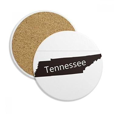 Imagem de Caneca de porta-copos com contorno do mapa dos EUA do Tennessee com pedra absorvente de proteção de mesa