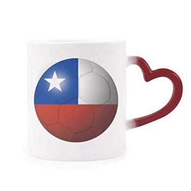 Imagem de Caneca de futebol americano com bandeira nacional do Chile sensível ao calor vermelha que muda de cor
