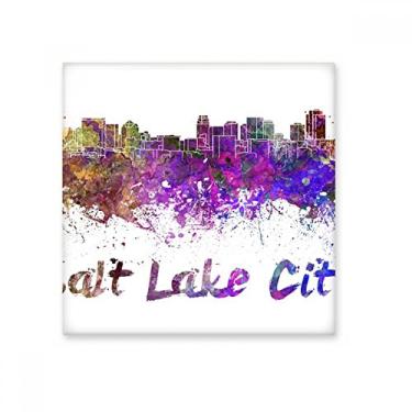 Imagem de Salt Lake City America Cidade Aquarela Cerâmica Azulejo Brilhante Decalque Pedra Adorna Tijolo Vitrificado