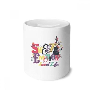 Imagem de DIYthinker Caixa de moedas roxa com estampa de música de suor ilustrada, caixa de cerâmica para presente de cofrinho