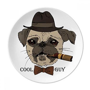Imagem de Prato de jantar decorativo de porcelana para cães e cigarros estilo britânico
