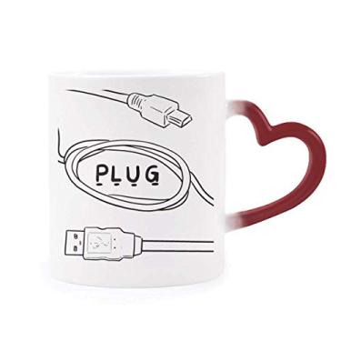 Imagem de Cabo de dados USB Plug Line Caneca sensível ao calor vermelha muda de cor vermelha