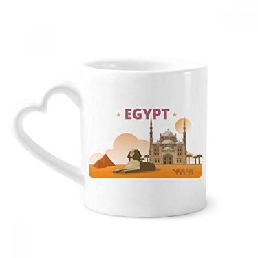 Imagem de Caneca de café de cerâmica da pirâmide da cidade, esfinge, Egito, copo de coração de vidro
