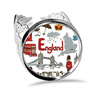 Imagem de DIYthinker Anel de noivado com a bandeira nacional da Inglaterra Landscap Animals ajustável
