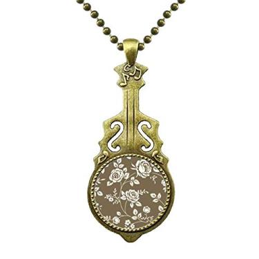 Imagem de Colar de flor de planta com desenho de rosa joia de guitarra antiga pingente de música