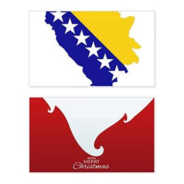 Imagem de Mapa da Bósnia e Herzegovina com a bandeira nacional, feriado, feriado, cartão de felicitações, mensagem de Natal