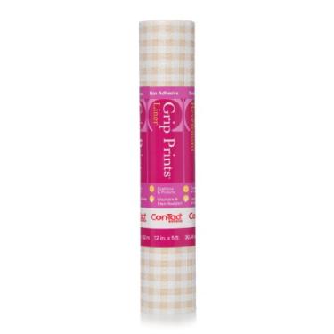 Imagem de Con-Tact Brand Grip Prints Durável Não Adesivo Antiderrapante Prateleira e Forro de Gaveta, 30 cm x 12 cm, Xadrez Cáqui