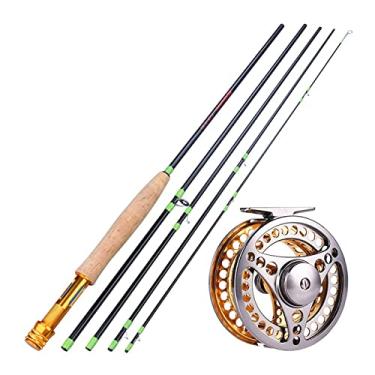 Imagem de Varas de pesca com mosca varas e molinetes 5 seções vara de carbono 5/6 molinetes para pesca de poleiro de truta adequado para pesca de lazer vara de pesca telescópica (cor: 1)