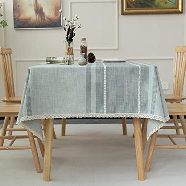 Imagem de HQJHQS Toalhas de mesa retangulares de linho de algodão toalha de mesa lavável geométrica de renda para cozinha sala de jantar piquenique decoração de casa 35x55 polegadas