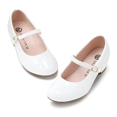 Imagem de MIXIN Sapatos Mary Jane para meninas – Sapatilhas de bailarina para festa escolar de casamento (crianças pequenas/crianças grandes), Branco, 1 Big Kid