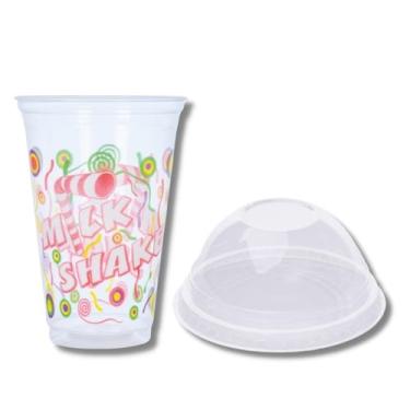 Imagem de KIT C/ 100 UN COPO P/MILK SHAKE 440 ML + 100 UN TAMPA BOLHA S/FURO P/COPOS 440,550 E 660 ML