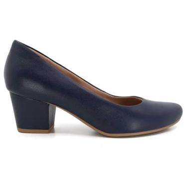 Imagem de Scarpin Feminino Salto Bloco Napa New Blue Usaflex Q6692