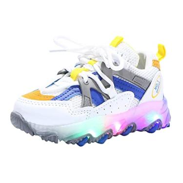Imagem de Sapatos esportivos infantis para bebês meninos meninas tênis de luz led respirável corrida esportes sola macia sapatos luminosos, Azul, 11