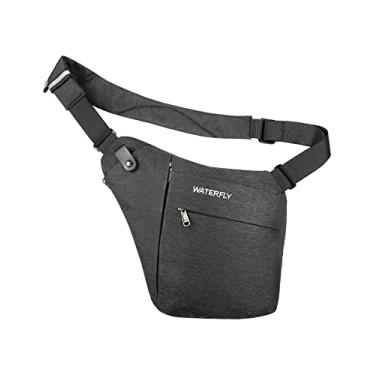 Imagem de WATERFLY Bolsa tiracolo tiracolo no peito: bolsa transversal fina anti-roubo mochila sobre o ombro mochila lateral stealth homem mulher, Preto (tamanho atualizado), Large, Moderno/justo