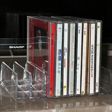 Imagem de Caixa de armazenamento de DVD/CD de acrílico transparente – bandeja de CD comporta até 14 caixas de CD para armazenamento de prateleira de mídia e organização para bancada/cozinha/banheiro/armário.
