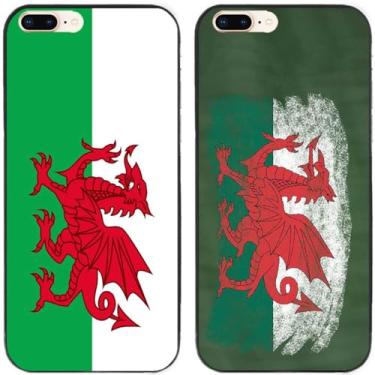 Imagem de 2 peças dragão vermelho retrô bandeira do País de Gales impresso TPU gel silicone capa traseira para Apple iPhone todas as séries (iPhone 7 Plus/iPhone 8 Plus)