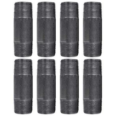 Imagem de PIPE DECOR Tubo de encanamento de aço preto de 3/10.2 cm x 7.6 cm, pré-cortado, cinza de aço industrial, serve para acessórios de ferro maleável preto rosqueado padrão de 3/10.2 cm, montar móveis